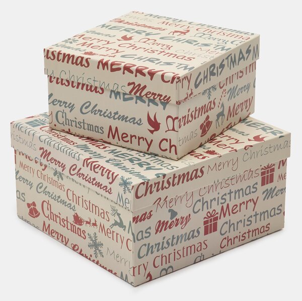 Sinsay - Коледни подаръчни кутии с надпис „Merry Christmas” 2 pack - многоцветен