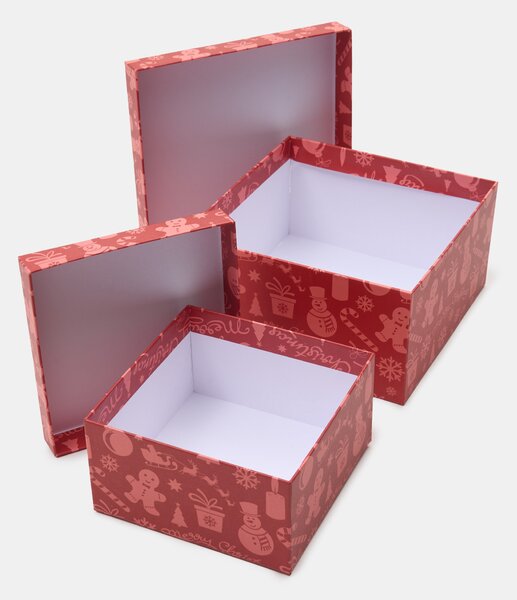 Sinsay - Коледни подаръчни кутии с принт 2 pack - червeн