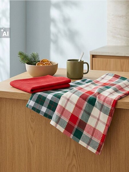 Sinsay - Памучни кухненски кърпи 3 pack - многоцветен
