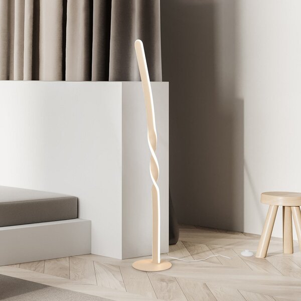 Reality Leuchten LED стояща лампа Ginko, пясъчен цвят, метал, височина 110 cm, Бежов, Дневна/трапезария, Метал, Модерен