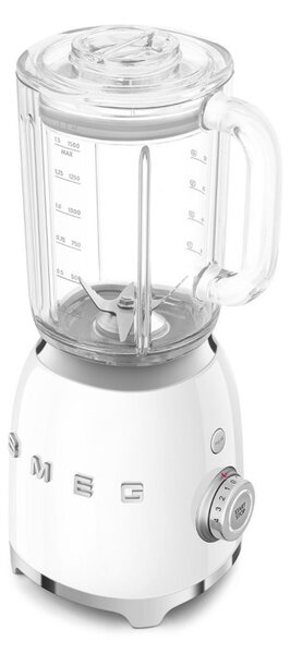 Блендер Smeg BLF03WHEU, 800W, 1.5 л, 18000 об/мин, 4 програми, 4 скорости + Пулс, Неръждаема стомана, Бял