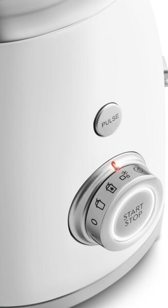 Блендер Smeg BLF03WHEU, 800W, 1.5 л, 18000 об/мин, 4 програми, 4 скорости + Пулс, Неръждаема стомана, Бял