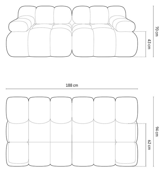 Бежов модулен диван от букле 188 cm Bellis – Micadoni Home