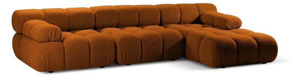 Оранжев модулен ъглов диван от букле (десен ъгъл) Bellis – Micadoni Home