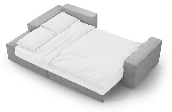 Светлосив разтегателен ъглов диван от букле (ляв ъгъл) Jodie – Micadoni Home