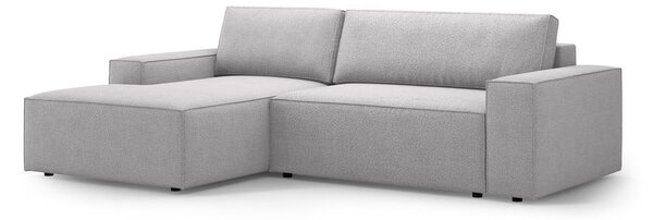Светлосив разтегателен ъглов диван от букле (ляв ъгъл) Jodie – Micadoni Home