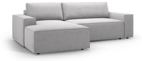 Светлосив разтегателен ъглов диван от букле (ляв ъгъл) Jodie – Micadoni Home