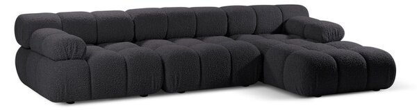 Антрацитен модулен ъглов диван от букле (десен ъгъл) Bellis – Micadoni Home