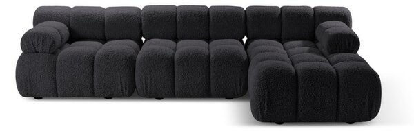 Антрацитен модулен ъглов диван от букле (десен ъгъл) Bellis – Micadoni Home