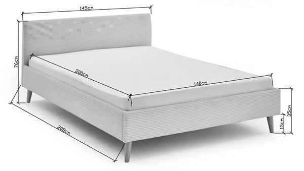 Бежово двойно легло 140x200 cm тапицирано без ламелно дъно Wicki – Meise Möbel