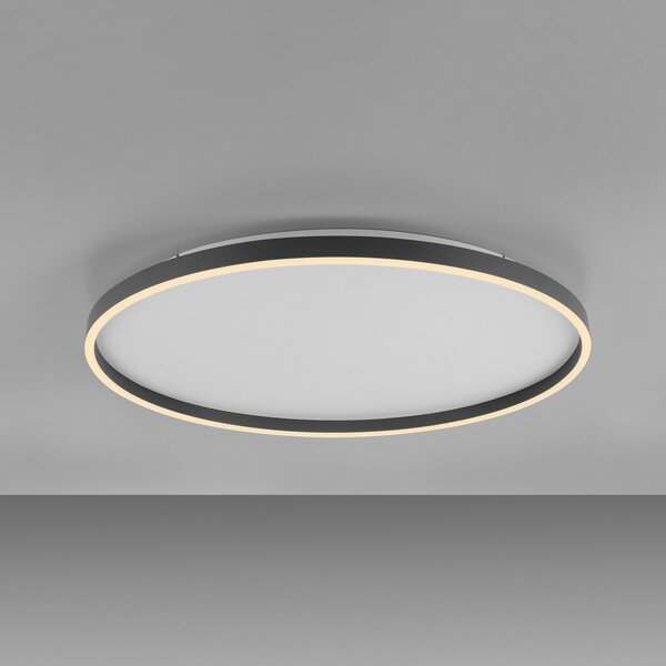JUST LIGHT. GmbH LED таванна лампа „Madlen“, черна, Ø 60 см, алуминий, 3 000 K, с регулиране на, Затъмняване, Черен, Дневна/трапезария, Метал, Модерен