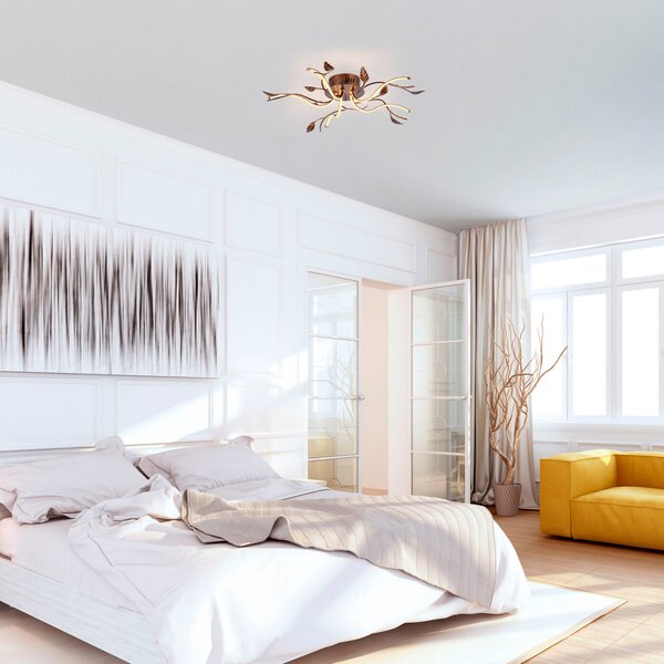 JUST LIGHT. GmbH LED таванна лампа „Aurelia“, ръждивокафява, метал, 2 700 K, с регулиране на, Затъмняване, Кафяв / ръждив, Дневна/трапезария, Метал, Флорентински