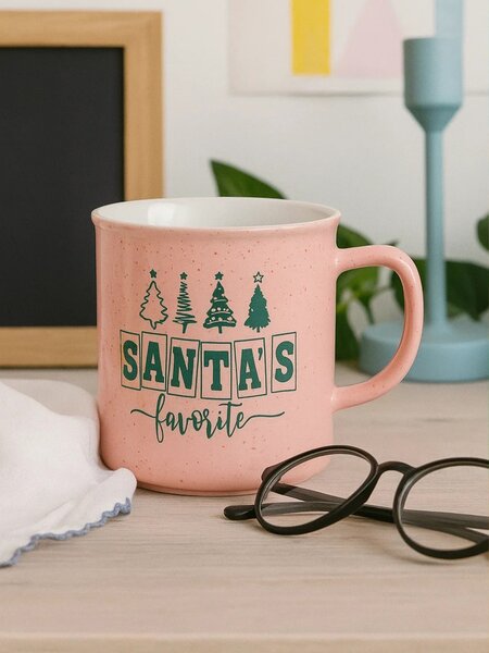 Sinsay - Коледна чаша с надпис „Santa’s Favorite“ - пастелнорозово