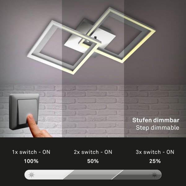 Brilo - LED Димируем полилей за повърхностен монтаж FRAME 2xLED/11W/230V