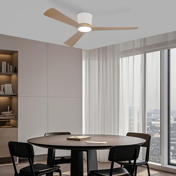 ZEVENTI - LED таванен вентилатор AUREX LED/24W/230V Wi-Fi Tuya бял/дъб + с дистанционно управление