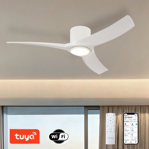 ZEVENTI - LED таванен вентилатор ORBITO LED/24W/230V Wi-Fi Tuya бял + с дистанционно управление