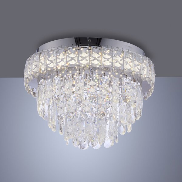 JUST LIGHT. GmbH LED таванна лампа „Kulunka“, хром/прозрачно, желязо/стъкло, 4 000 K, Хром, Дневна/трапезария, Неръждаема стомана