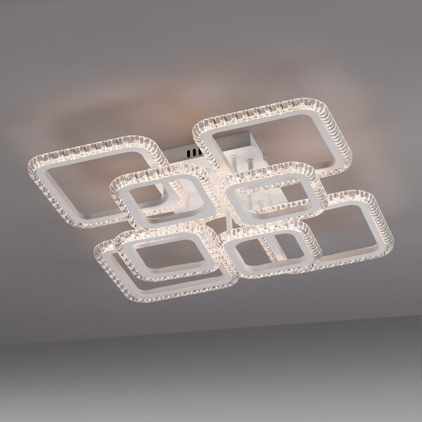 JUST LIGHT. GmbH LED таванна лампа „Crystallo“, квадратна, бяла, от желязо, 3 000 K, Бял, Дневна/трапезария, Метал, Модерен