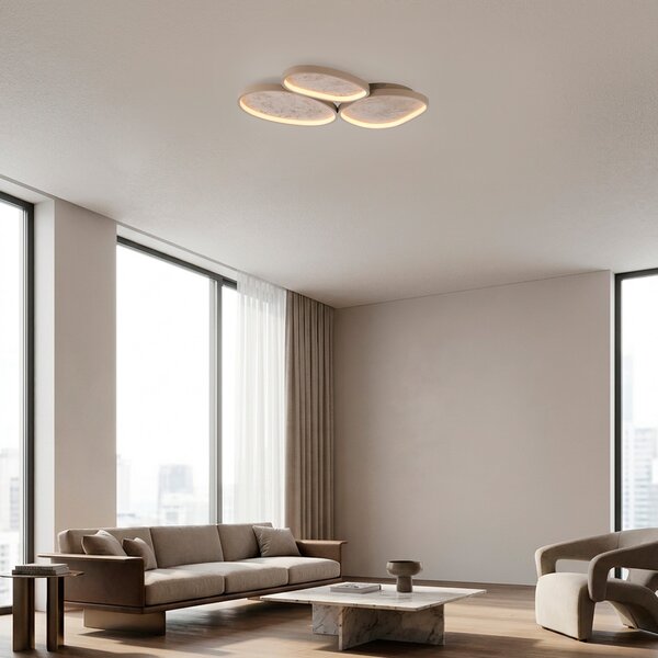 JUST LIGHT. GmbH LED таванна лампа Moonbraker 3, пясъчно-бежова, 3 000 K, с регулиране на, Затъмняване, Бежов, Дневна/трапезария, Алуминий, Модерен
