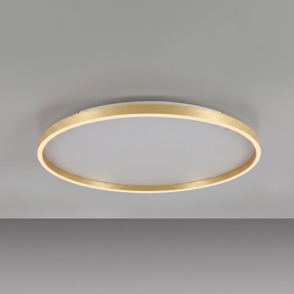 JUST LIGHT. GmbH LED таванна лампа „Madlen“, златист цвят, Ø 60 см, алуминий, 3000K, с, Затъмняване, Злато / месинг, Дневна/трапезария, Метал, Модерен