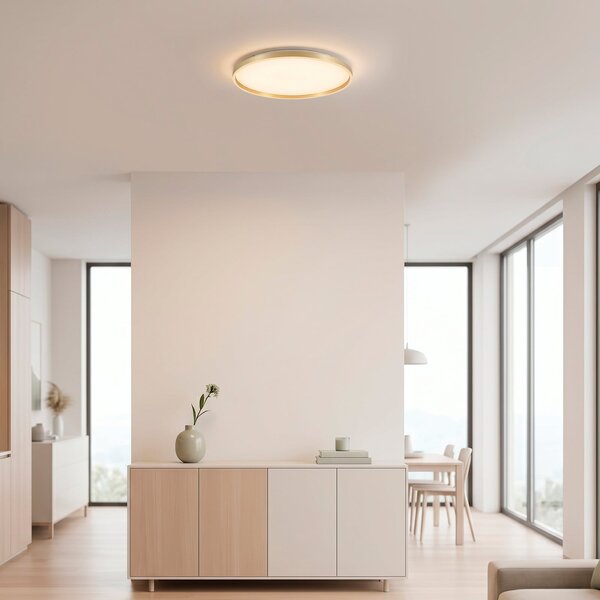 JUST LIGHT. GmbH LED таванна лампа „Madlen“, златист цвят, Ø 60 см, алуминий, 3000K, с, Затъмняване, Злато / месинг, Дневна/трапезария, Метал, Модерен