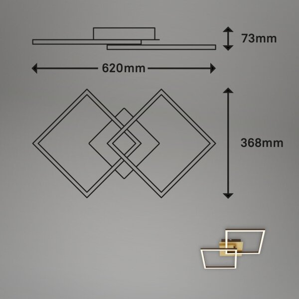 Briloner 3210-017 - LED Димируем плафон FRAME 2xLED/11W/230V златист