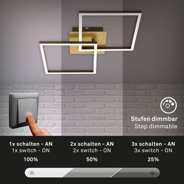 Briloner 3210-017 - LED Димируем плафон FRAME 2xLED/11W/230V златист