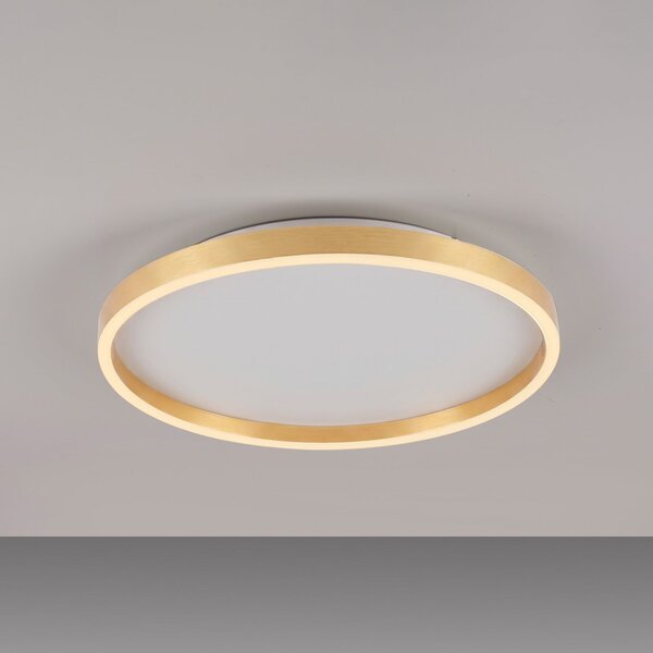 JUST LIGHT. GmbH LED таванна лампа „Madlen“, златист цвят, Ø 40 см, алуминий, 3000K, с, Затъмняване, Злато / месинг, Дневна/трапезария, Метал, Модерен