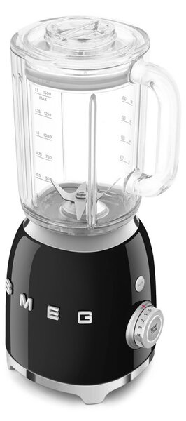 Блендер Smeg BLF03BLEU, 800W, 1.5 л, 18000 об/мин, 4 програми, 4 скорости + Пулс, Неръждаема стомана, Черен