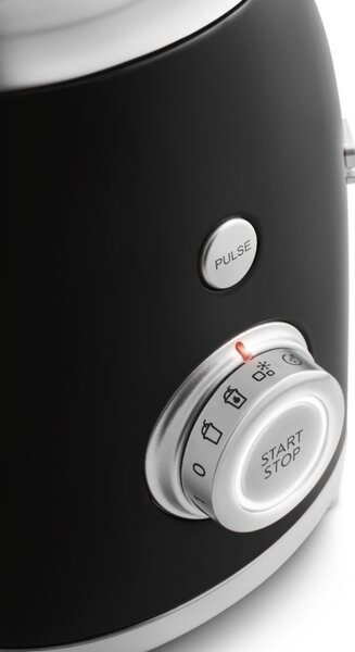 Блендер Smeg BLF03BLEU, 800W, 1.5 л, 18000 об/мин, 4 програми, 4 скорости + Пулс, Неръждаема стомана, Черен