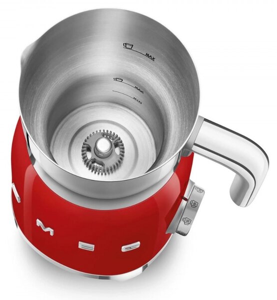 Уред за разпенване на мляко Smeg MFF11RDEU, 500 W, 600 мл, 8 програми, Подвижна кана, Автоматично изключване, Червен