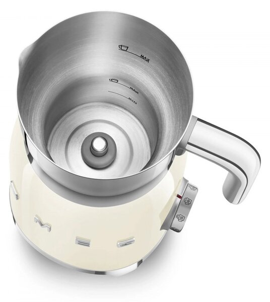 Уред за разпенване на мляко Smeg MFF11CREU, 500 W, 600 мл, 8 програми, Подвижна кана, Автоматично изключване, Крем