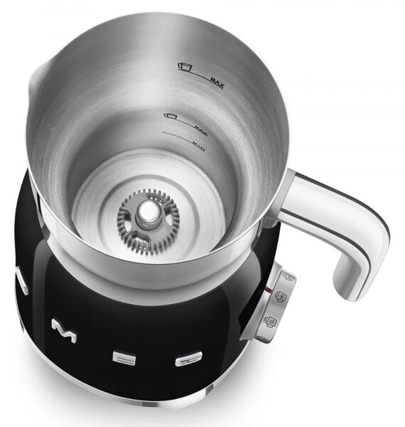 Уред за разпенване на мляко Smeg MFF11BLEU, 500 W, 600 мл, 8 програми, Подвижна кана, Автоматично изключване, Черен