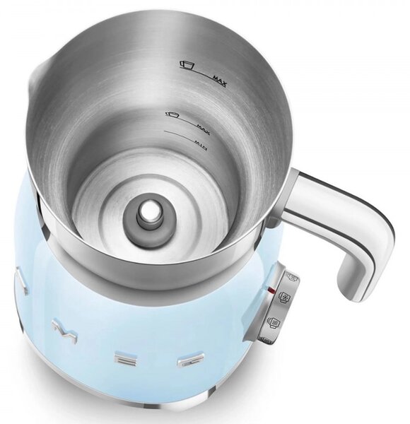Уред за разпенване на мляко Smeg MFF11PBEU, 500 W, 600 мл, 8 програми, Подвижна кана, Автоматично изключване, Пастелно Синьо