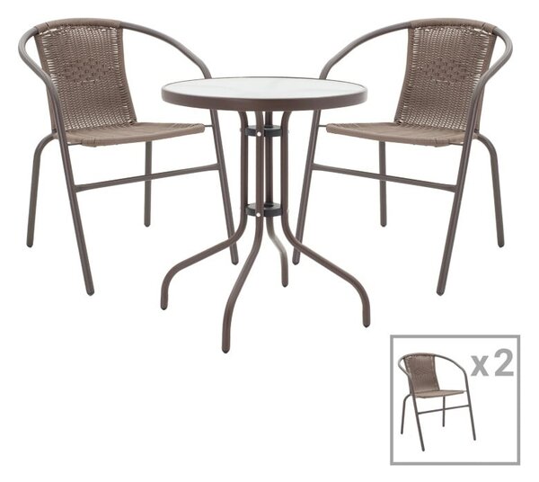 Комплект от 3 броя градинска маса и столове Obbi-Watson Maro 60x60x70 см