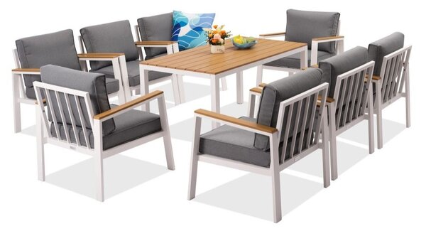 Zakintos Premium 8 алуминиеви градински мебели бели Garden Point