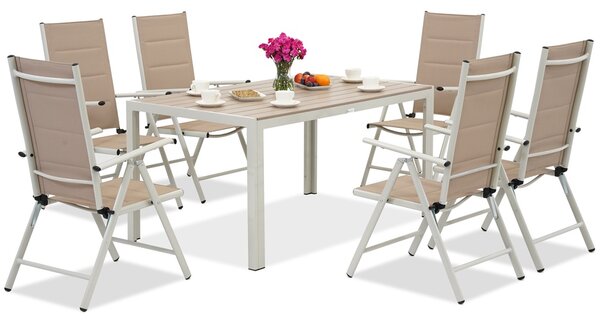 Градински комплект за 6 души Verona от алуминиева дървесина Garden Point beige