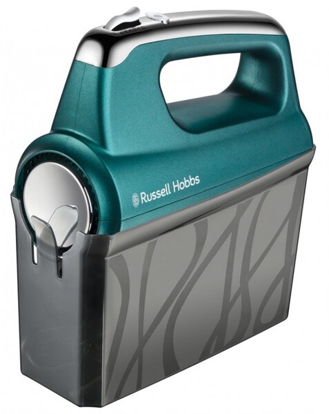 Ръчен миксер Russell Hobbs Swirl 25891-56, 350W, 5 скорости, Турбо, Бутон за приставки, High Performance Helix Beater, Без BPA, Тюркоаз