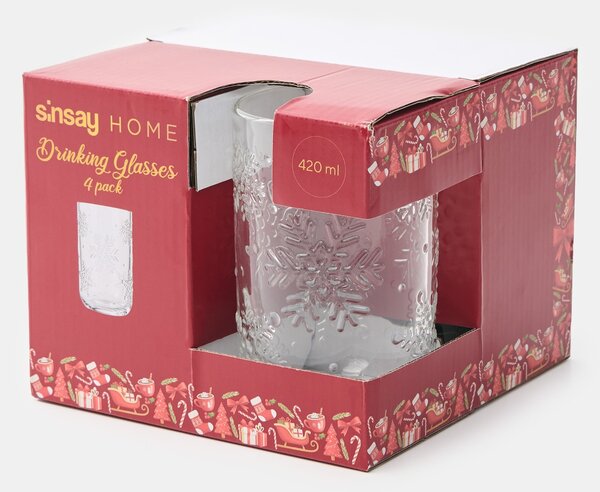 Sinsay - Чаши с мотив на снежинки 4 pack - clear