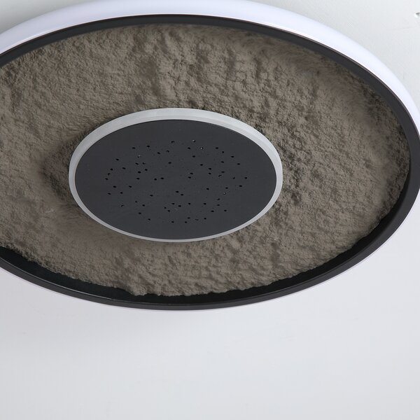 Searchlight LED плафон Lumadisc, ефект на звезди, черен, Ø 41 cm, Затъмняване, Черен, Дневна/трапезария, Метал, Модерен