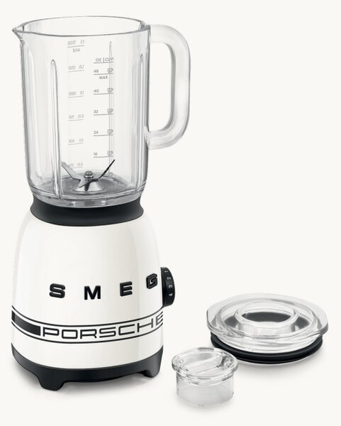 Блендер Smeg Porsche BLF03PCWEU, 800W, 1.5 л, 18000 об/мин, 4 програми, 4 скорости + Пулс, Неръждаема стомана, Бял