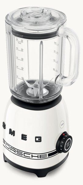 Блендер Smeg Porsche BLF03PCWEU, 800W, 1.5 л, 18000 об/мин, 4 програми, 4 скорости + Пулс, Неръждаема стомана, Бял