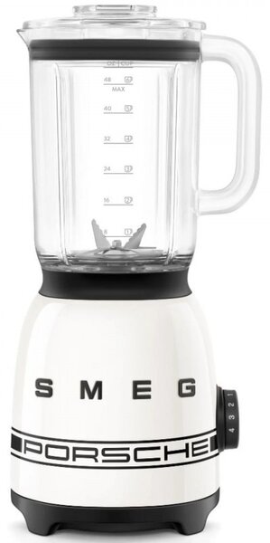 Блендер Smeg Porsche BLF03PCWEU, 800W, 1.5 л, 18000 об/мин, 4 програми, 4 скорости + Пулс, Неръждаема стомана, Бял