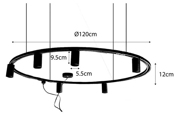 Модерна окачена релсова система за осветление с 6 прожектора, бяла, 1-фазна GU10 50mm - Iconic Ruby Honey