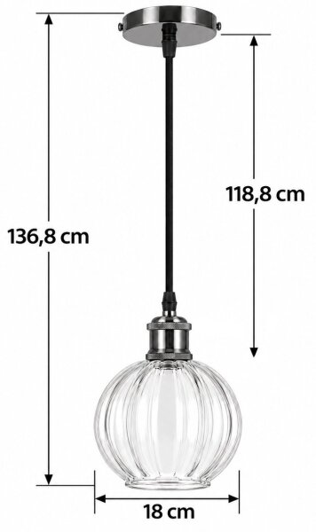 BRILAGI - LED висяща лампа на кабел RETRO GLASS 1xE27/60W/230V Ø 18 cm черен/прозрачен