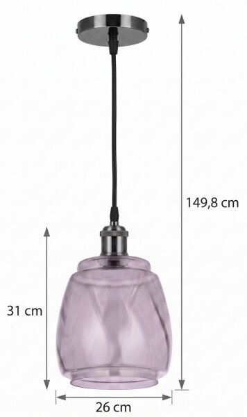BRILAGI - LED полилей на кабел RETRO GLASS 1xE27/60W/230V pr. 26cm черен/димно сив