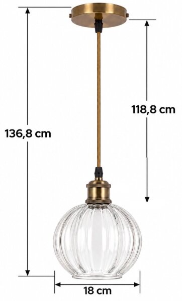 BRILAGI - LED полилей на кабел RETRO GLASS 1xE27/60W/230V Ø 18 см златен/прозрачен