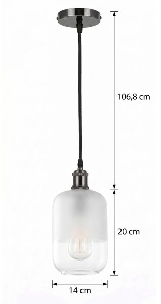 BRILAGI - LED полилей на кабел RETRO GLASS 1xE27/60W/230V Ø 14 cm черен/бял