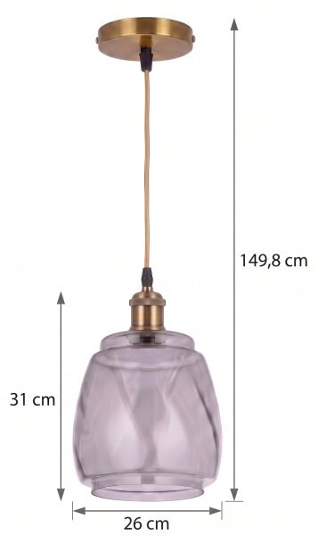 BRILAGI - LED висяща лампа на кабел RETRO GLASS 1xE27/60W/230V Ø 26 см златист/димно сиво