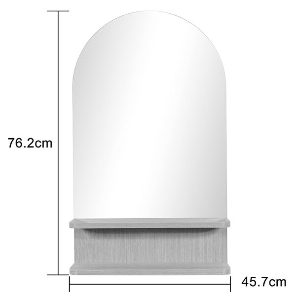Огледало с рафт Mensola mdf в естествен нюанс 45.7x12.7x76.2см